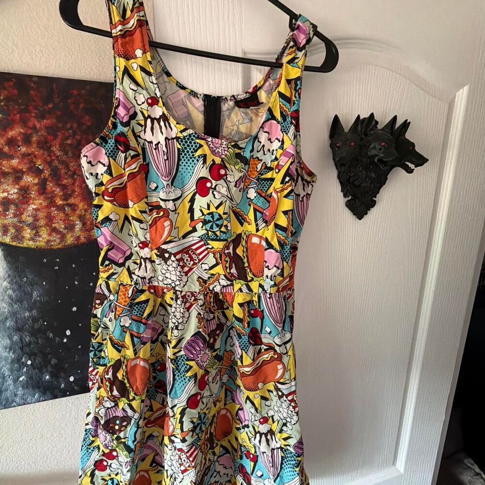 Vintage Modcloth Folter Snack Attack Food Print Dress XL